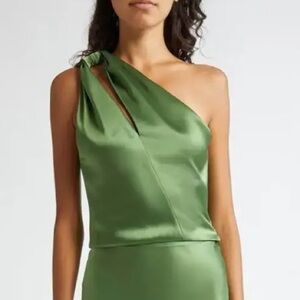ALICE + OLIVIA Elegant Green One-Shoulder Top XL